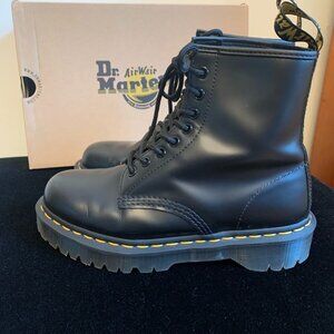 Dr Martens 1460 Bex Platform Boots Black Smooth Leather Women US 9 EUR 39